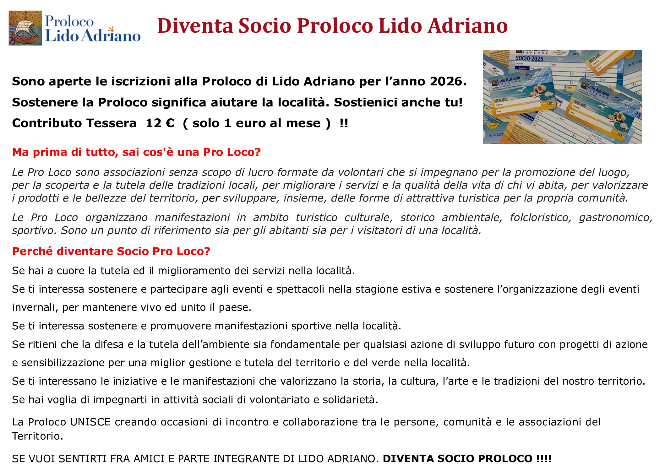 Diventa Socio ProLoco Lido Adriano